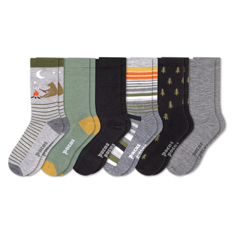6 Pack - Men's Light-Weight Crew Pacas Socks - Image 121