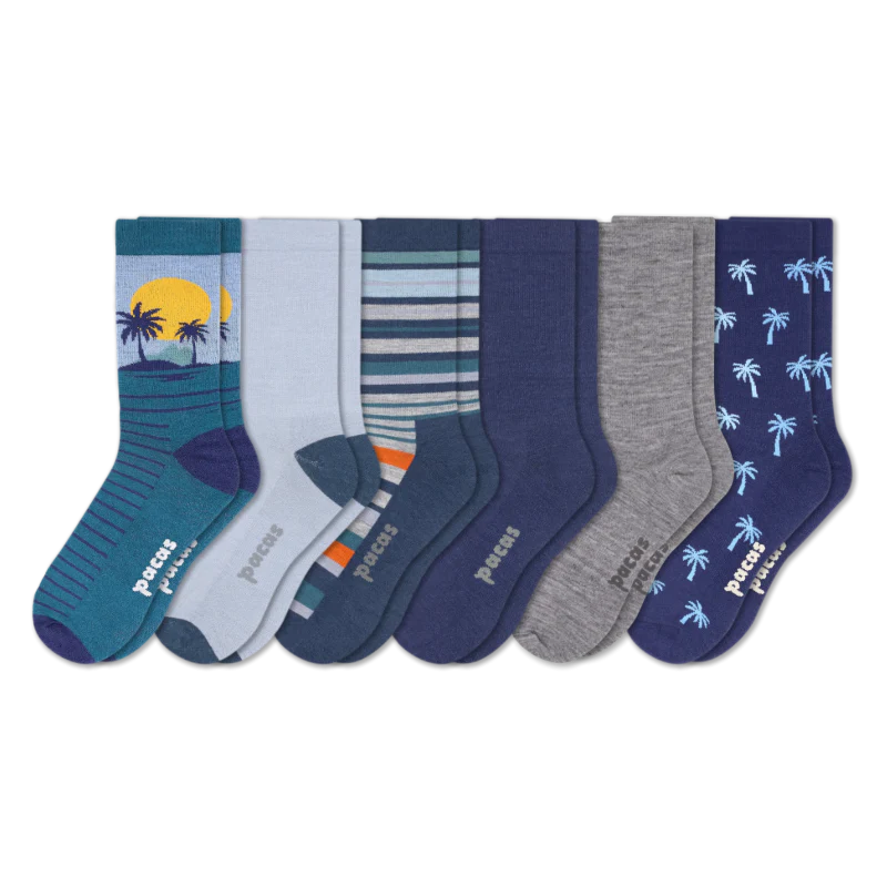 6 Pack - Men's Light-Weight Crew Pacas Socks - Image 122