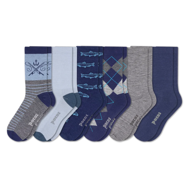 6 Pack - Men's Light-Weight Crew Pacas Socks - Image 123