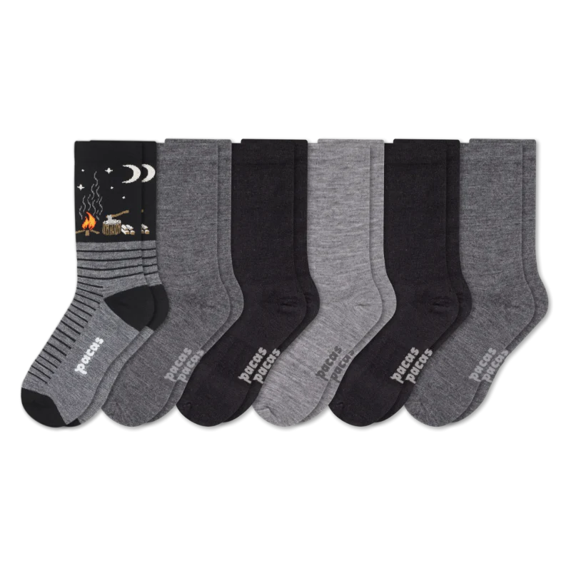 6 Pack - Men's Light-Weight Crew Pacas Socks - Image 125