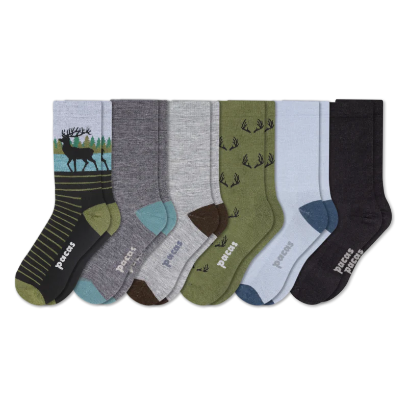 6 Pack - Men's Light-Weight Crew Pacas Socks - Image 126