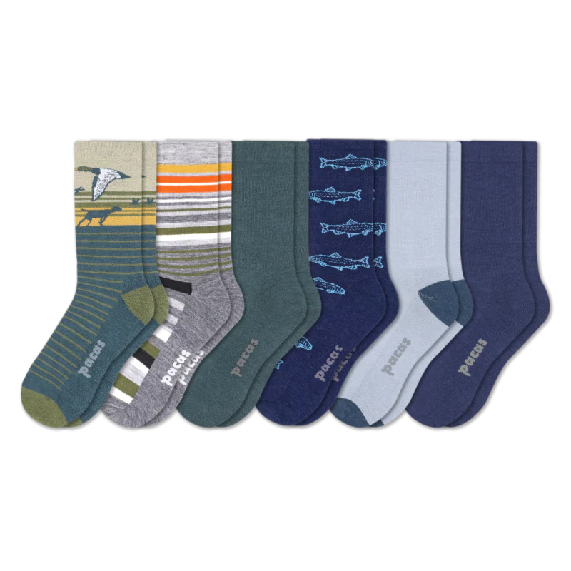 6 Pack - Men's Light-Weight Crew Pacas Socks - Image 127