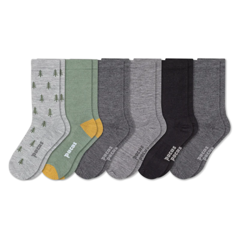 6 Pack - Men's Light-Weight Crew Pacas Socks - Image 128