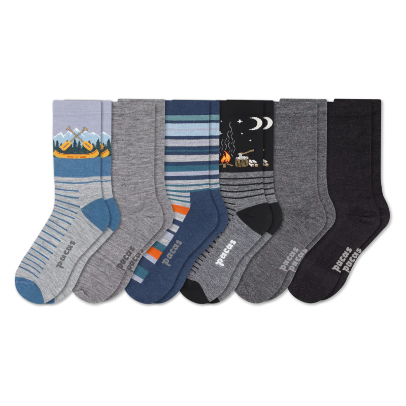 6 Pack - Men's Light-Weight Crew Pacas Socks - Image 129