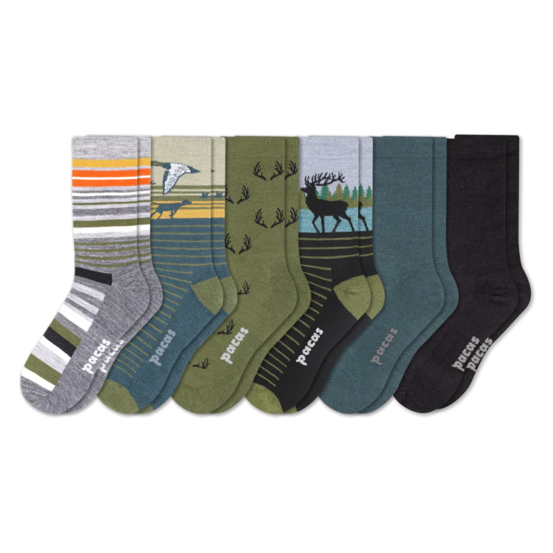 6 Pack - Men's Light-Weight Crew Pacas Socks - Image 130