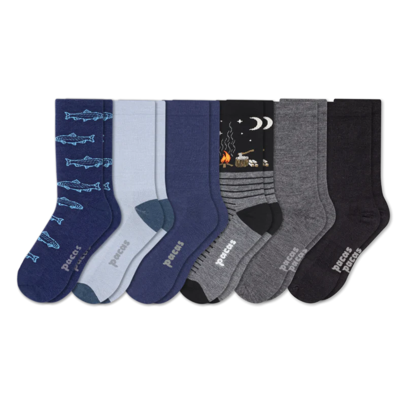 6 Pack - Men's Light-Weight Crew Pacas Socks - Image 132