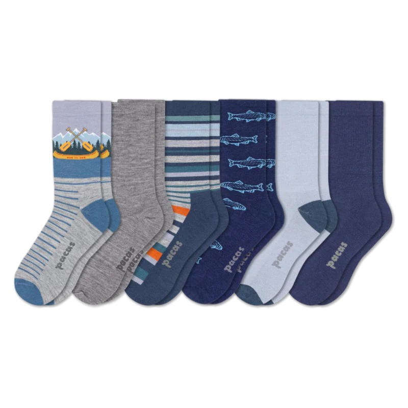 6 Pack - Men's Light-Weight Crew Pacas Socks - Image 134