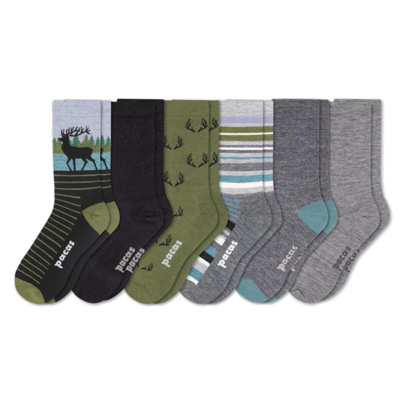 6 Pack - Men's Light-Weight Crew Pacas Socks - Image 135