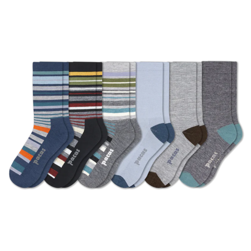 6 Pack - Men's Light-Weight Crew Pacas Socks - Image 136