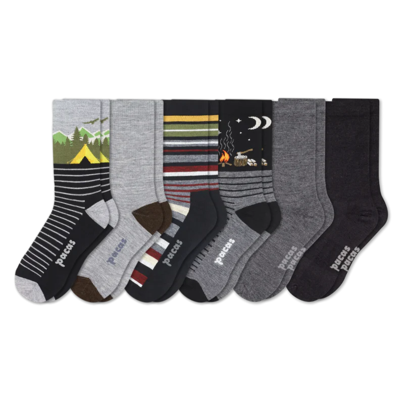 6 Pack - Men's Light-Weight Crew Pacas Socks - Image 137