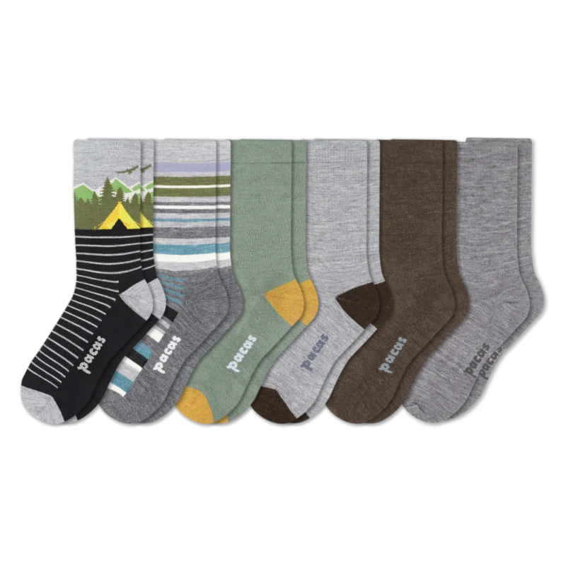 6 Pack - Men's Light-Weight Crew Pacas Socks - Image 139