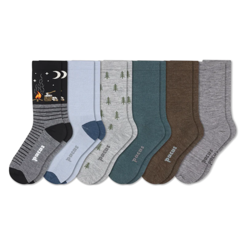 6 Pack - Men's Light-Weight Crew Pacas Socks - Image 141
