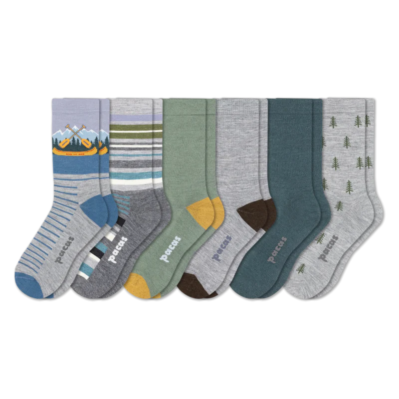 6 Pack - Men's Light-Weight Crew Pacas Socks - Image 144