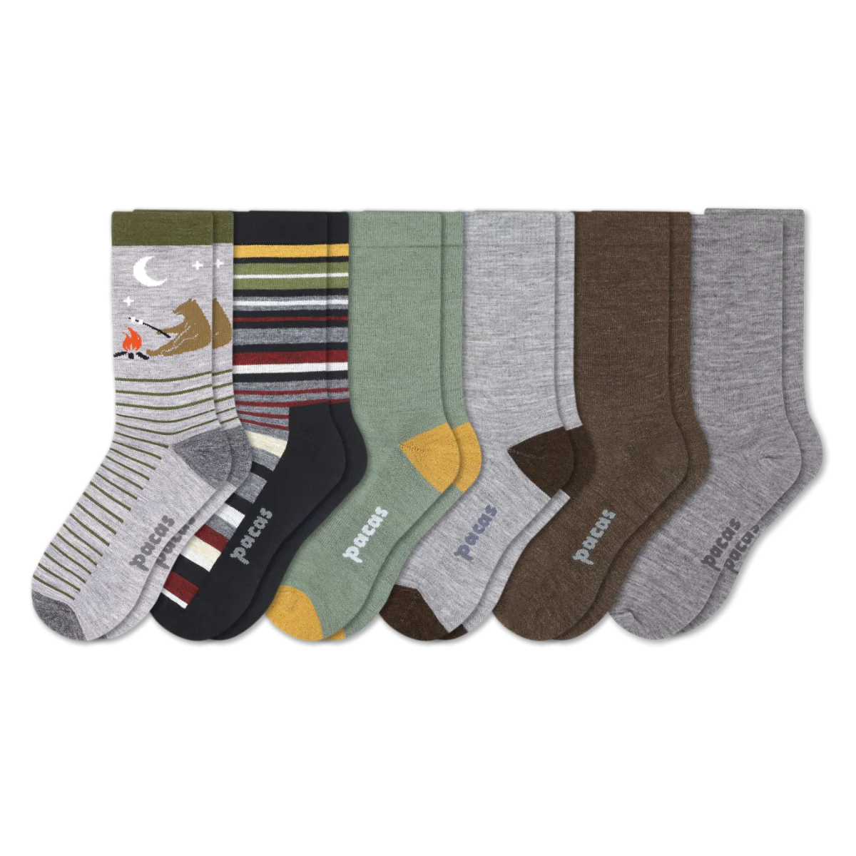 6 Pack - Men's Light-Weight Crew Pacas Socks - Image 146