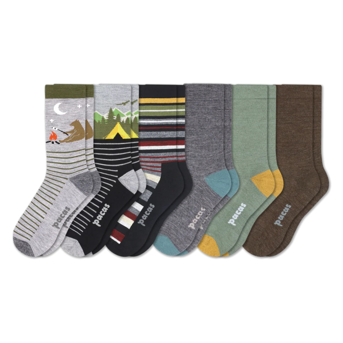 6 Pack - Men's Light-Weight Crew Pacas Socks - Image 148