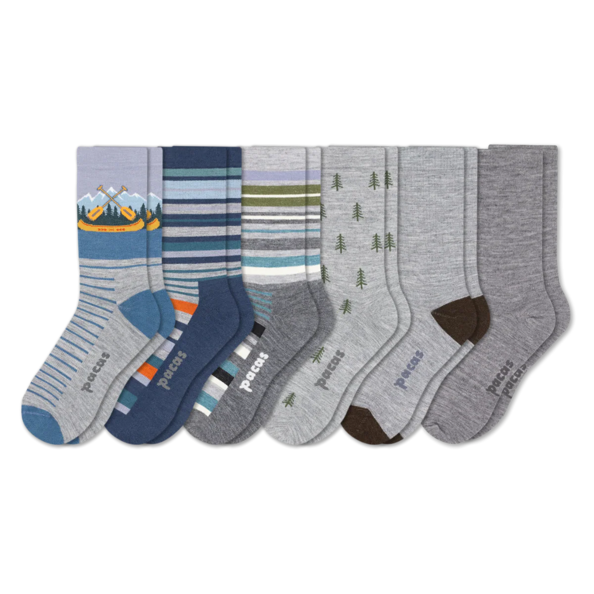 6 Pack - Men's Light-Weight Crew Pacas Socks - Image 149