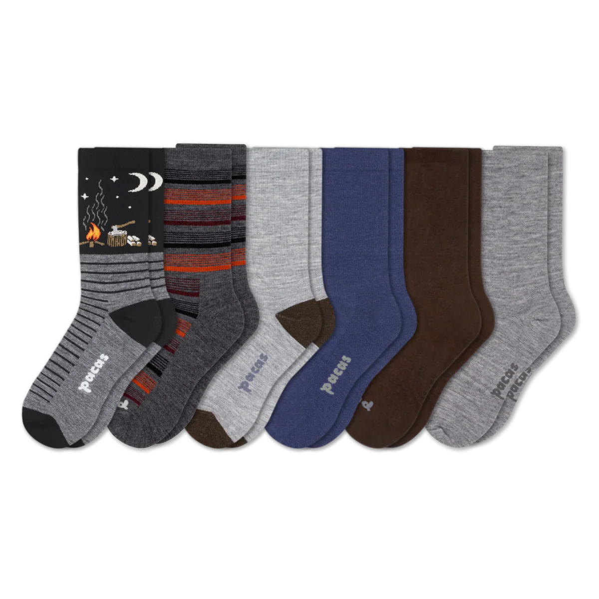 6 Pack - Men's Light-Weight Crew Pacas Socks - Image 150
