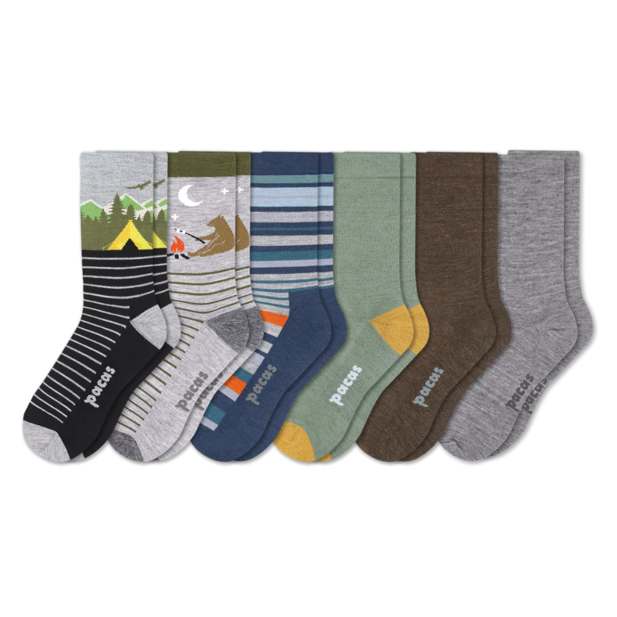 6 Pack - Men's Light-Weight Crew Pacas Socks - Image 151