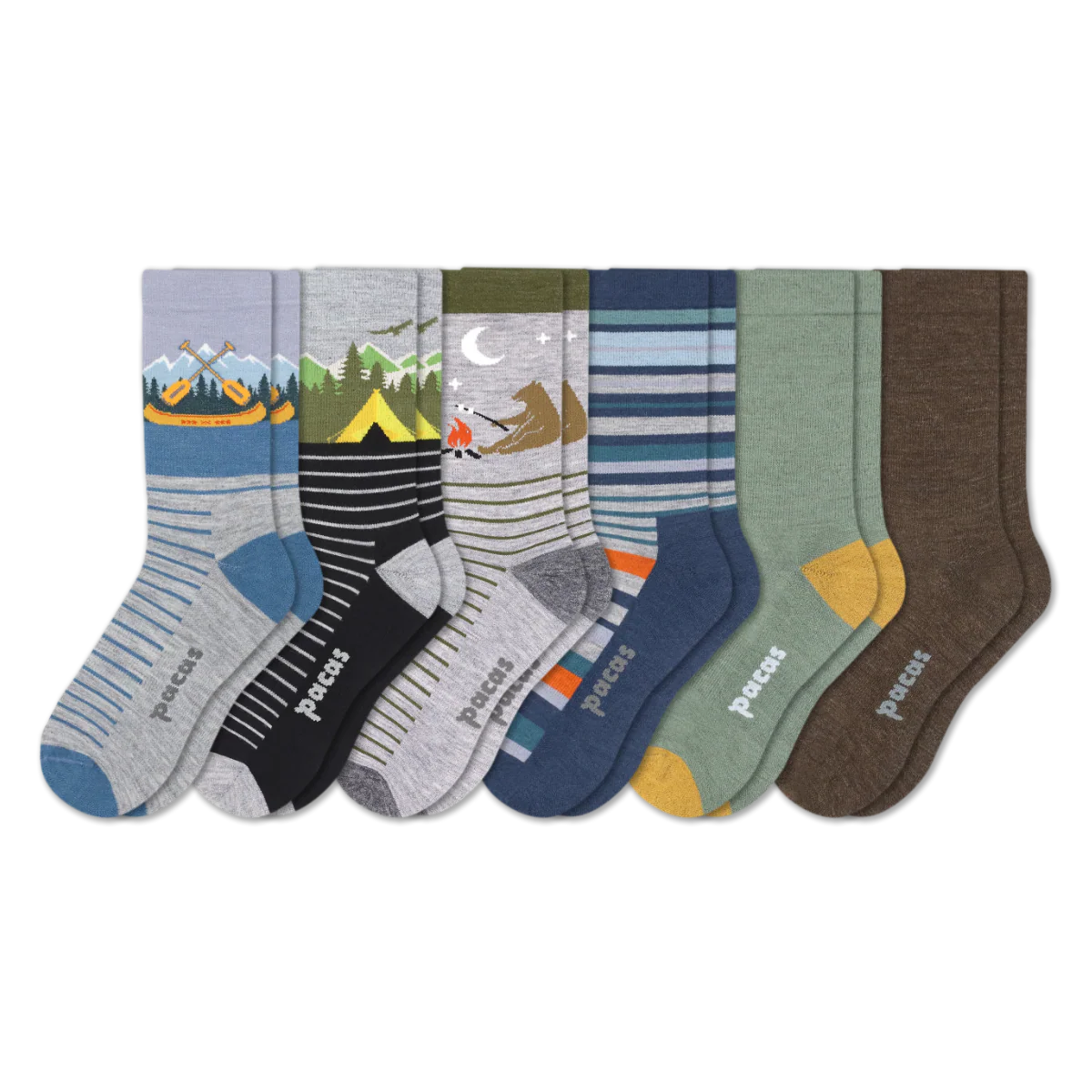 6 Pack - Men's Light-Weight Crew Pacas Socks - Image 152
