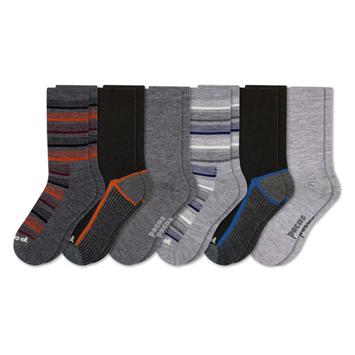 6 Pack - Men's Light-Weight Crew Pacas Socks - Image 155