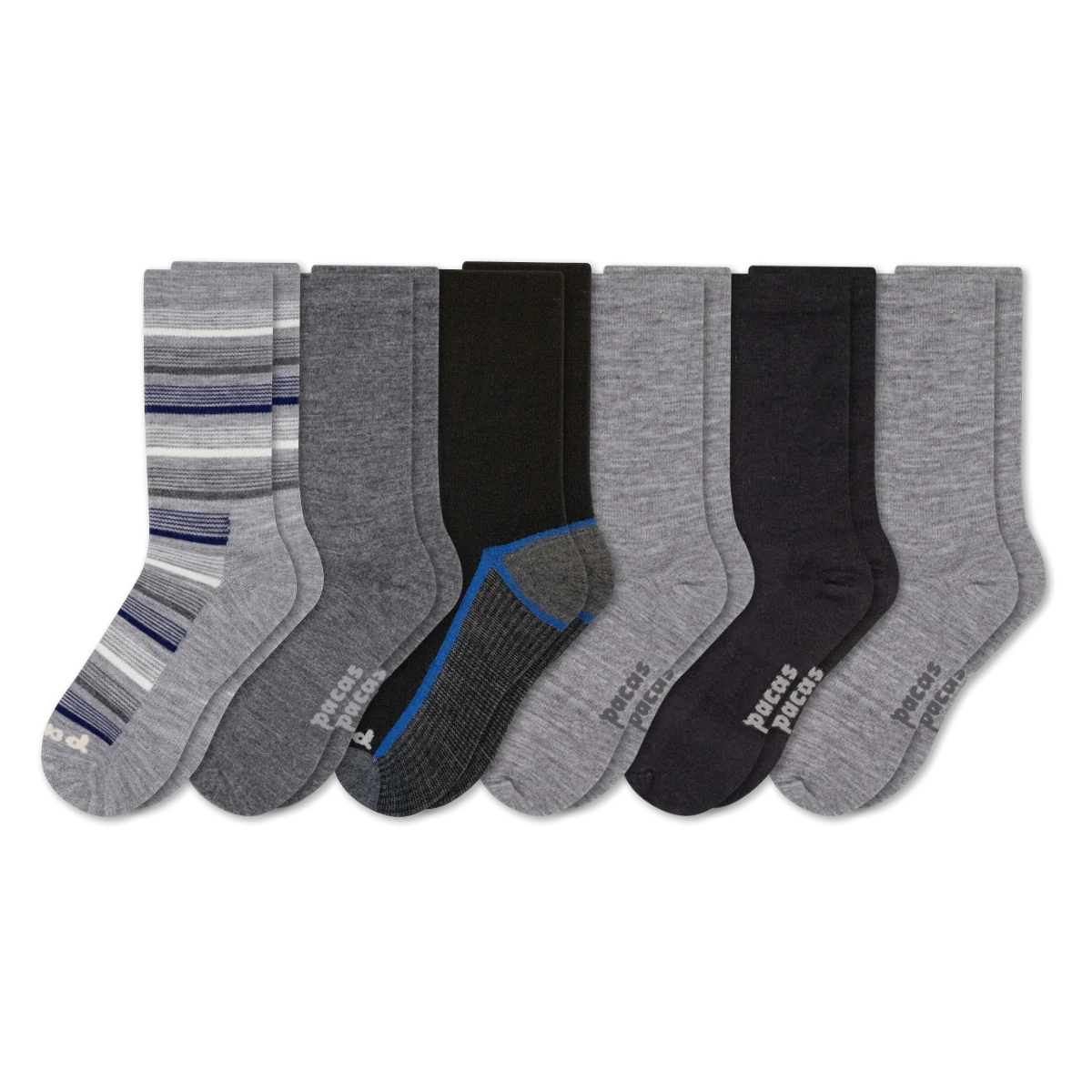 6 Pack - Men's Light-Weight Crew Pacas Socks - Image 156