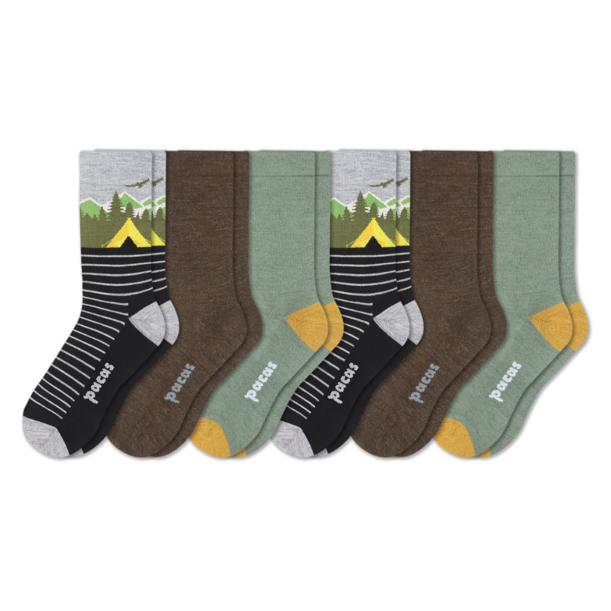 6 Pack - Men's Light-Weight Crew Pacas Socks - Image 158