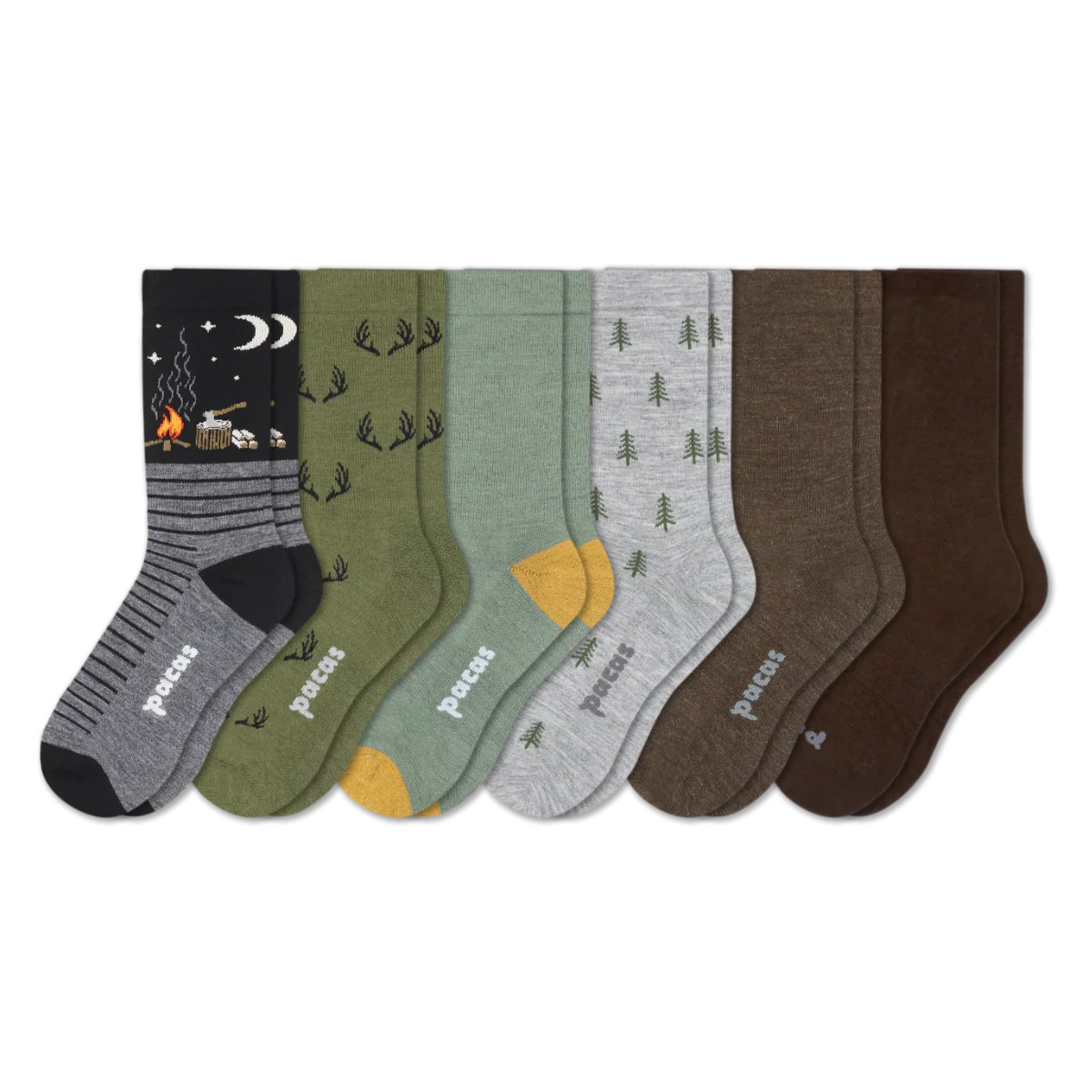 6 Pack - Men's Light-Weight Crew Pacas Socks - Image 159