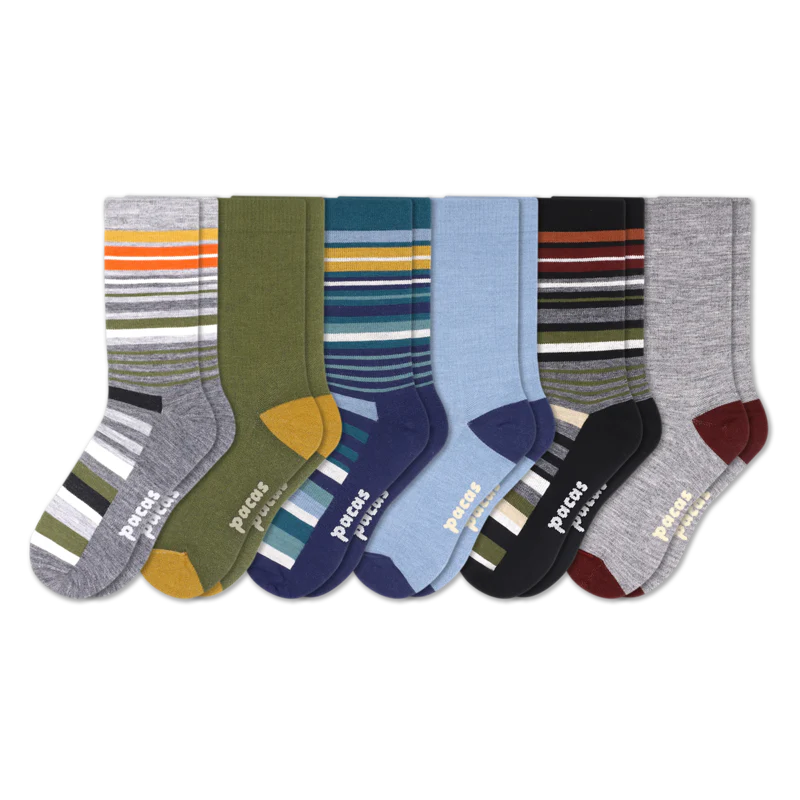 6 Pack - Men's Light-Weight Crew Pacas Socks - Image 77