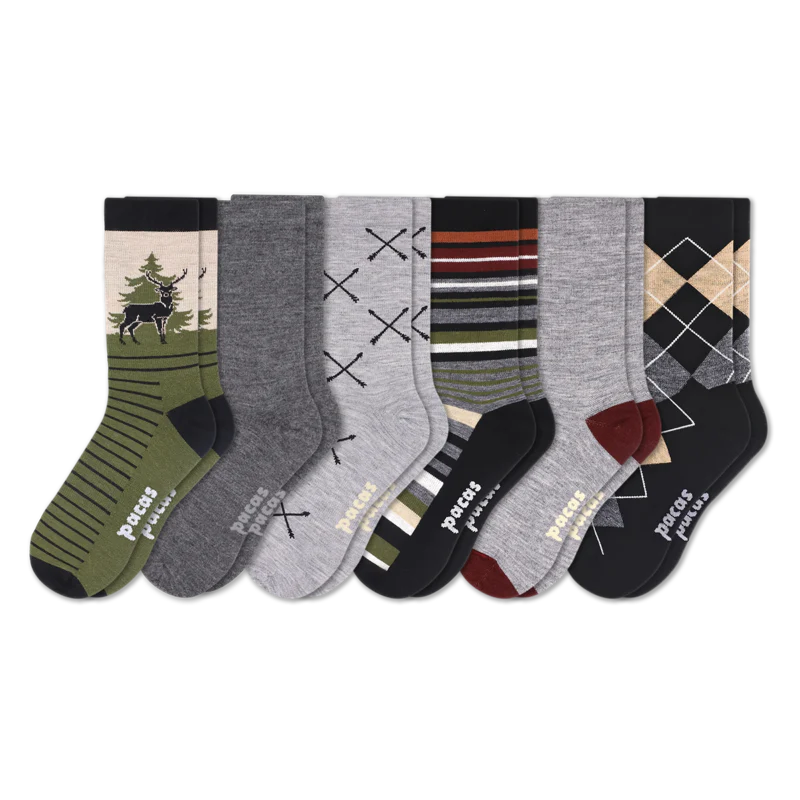 6 Pack - Men's Light-Weight Crew Pacas Socks - Image 78