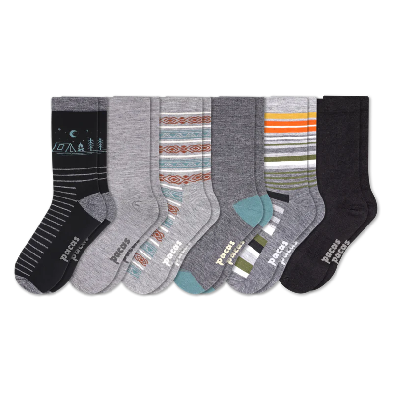 6 Pack - Men's Light-Weight Crew Pacas Socks - Image 79