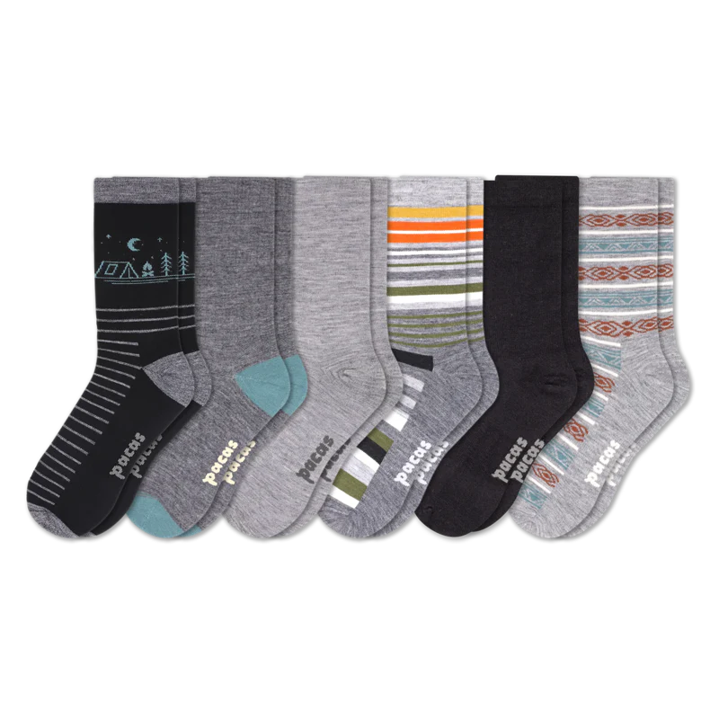 6 Pack - Men's Light-Weight Crew Pacas Socks - Image 80