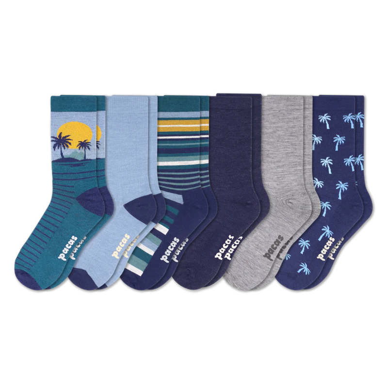 6 Pack - Men's Light-Weight Crew Pacas Socks - Image 82