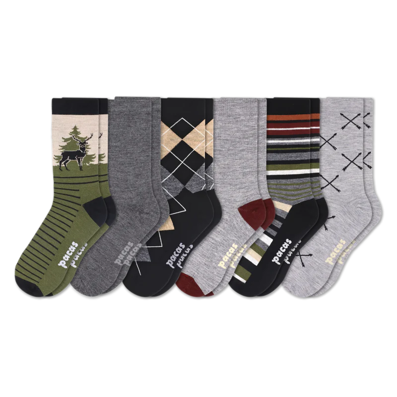 6 Pack - Men's Light-Weight Crew Pacas Socks - Image 84