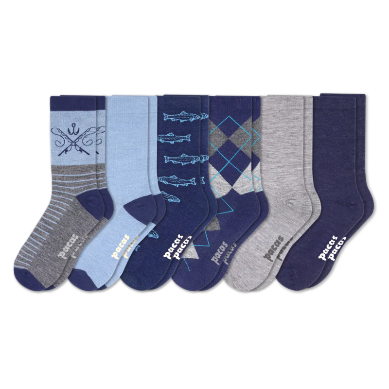 6 Pack - Men's Light-Weight Crew Pacas Socks - Image 86
