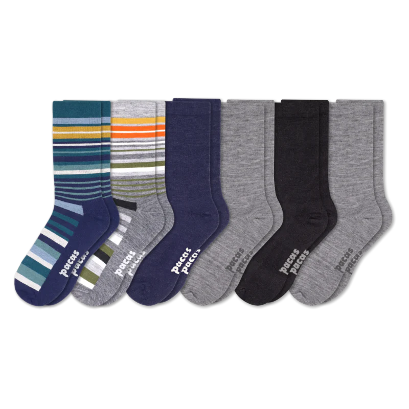 6 Pack - Men's Light-Weight Crew Pacas Socks - Image 88