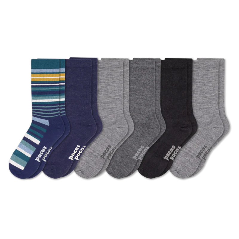 6 Pack - Men's Light-Weight Crew Pacas Socks - Image 90