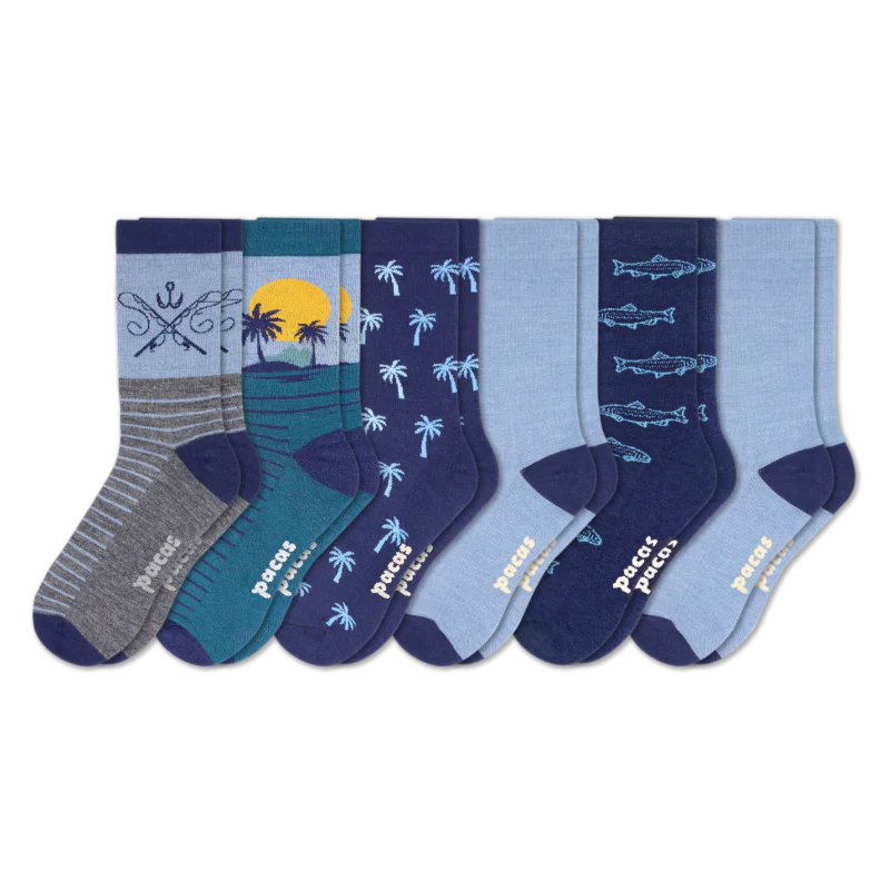 6 Pack - Men's Light-Weight Crew Pacas Socks - Image 91
