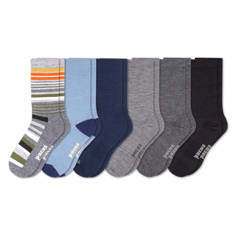 6 Pack - Men's Light-Weight Crew Pacas Socks - Image 92
