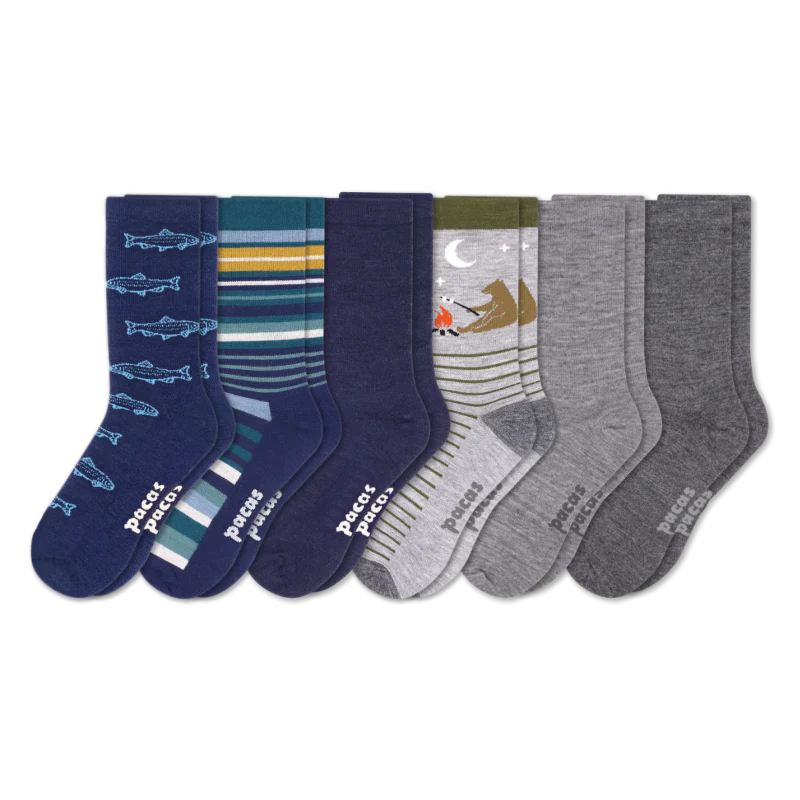 6 Pack - Men's Light-Weight Crew Pacas Socks - Image 93