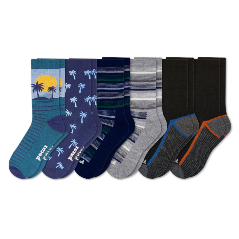 6 Pack - Men's Light-Weight Crew Pacas Socks - Image 94