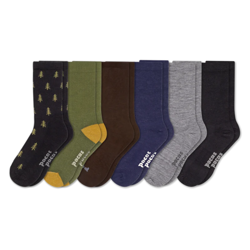 6 Pack - Men's Light-Weight Crew Pacas Socks - Image 95