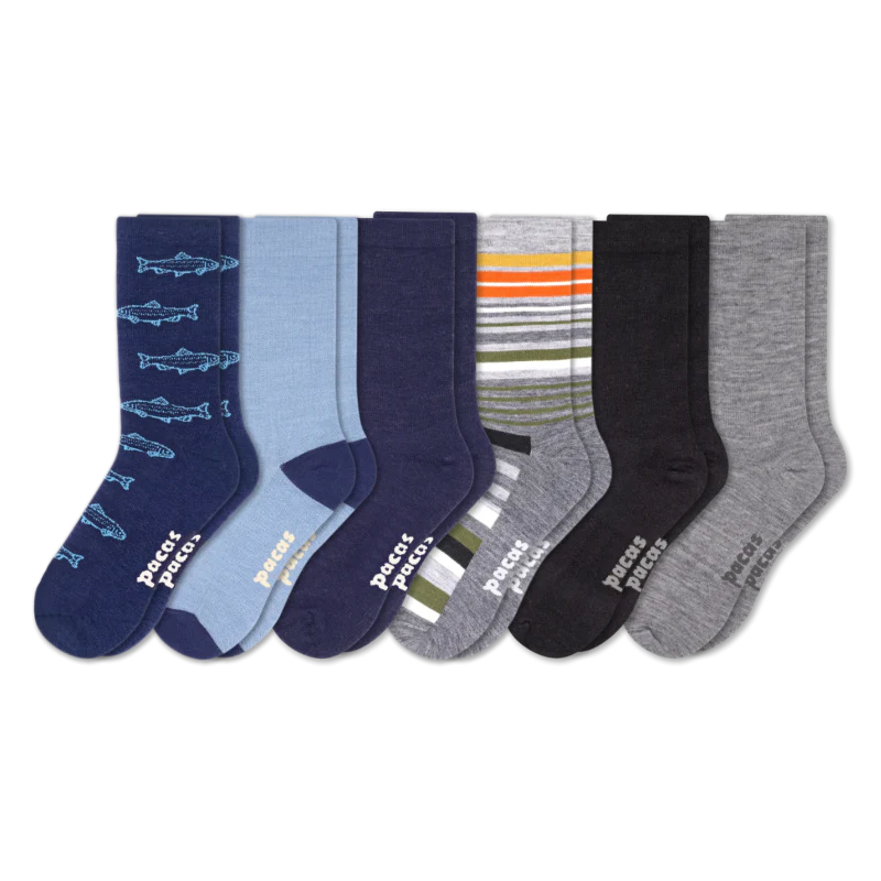 6 Pack - Men's Light-Weight Crew Pacas Socks - Image 96