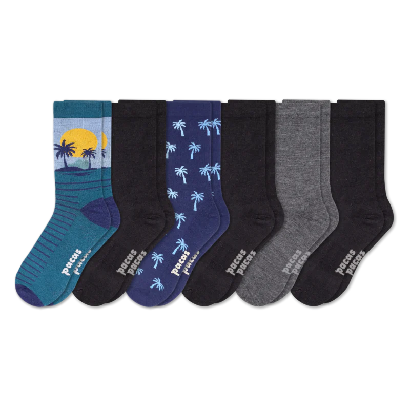 6 Pack - Men's Light-Weight Crew Pacas Socks - Image 97
