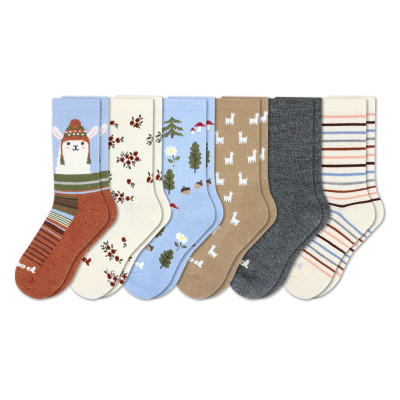 6 Pack - Women's Crew Pacas Socks - Image 123