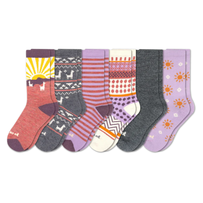 6 Pack - Women's Crew Pacas Socks - Image 88