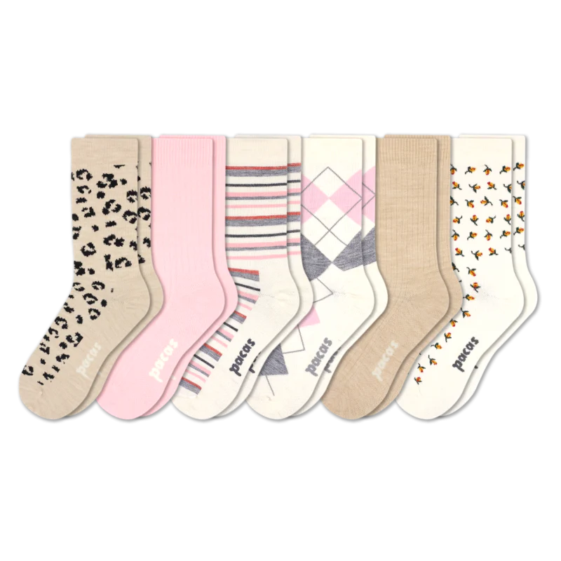 6 Pack - Women's Light-Weight Crew Pacas Socks - Image 107