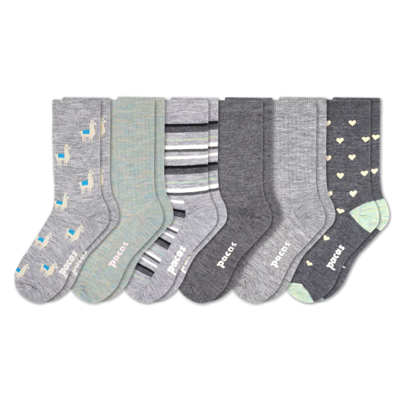 6 Pack - Women's Light-Weight Crew Pacas Socks - Image 111