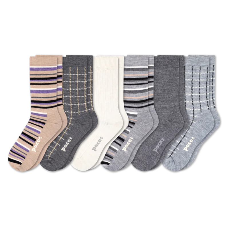 6 Pack - Women's Light-Weight Crew Pacas Socks - Image 112