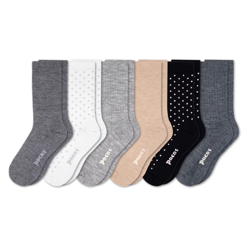 6 Pack - Women's Light-Weight Crew Pacas Socks - Image 113