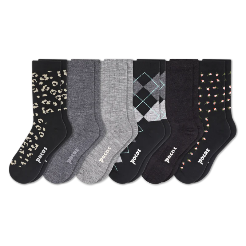 6 Pack - Women's Light-Weight Crew Pacas Socks - Image 115